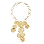 VILJA Waterproof 18K Gold Plated Short Statement Necklace - Hammered/Polished Stainless Steel - DANSK Copenhagen