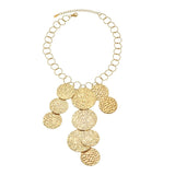 VILJA Waterproof 18K Gold Plated Short Statement Necklace - Hammered/Polished Stainless Steel - DANSK Copenhagen