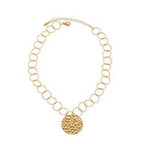 VILJA Waterproof 18K Gold Plated Short Statement Necklace - Hammered/Polished Stainless Steel - DANSK Copenhagen