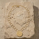VILJA Waterproof 18K Gold Plated Short Statement Necklace - Hammered/Polished Stainless Steel - DANSK Copenhagen