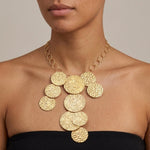 VILJA Waterproof 18K Gold Plated Short Statement Necklace - Hammered/Polished Stainless Steel - DANSK Copenhagen