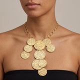 VILJA Waterproof 18K Gold Plated Short Statement Necklace - Hammered/Polished Stainless Steel - DANSK Copenhagen