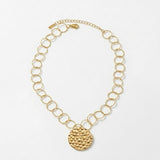 VILJA Waterproof 18K Gold Plated Short Statement Necklace - Hammered/Polished Stainless Steel - DANSK Copenhagen