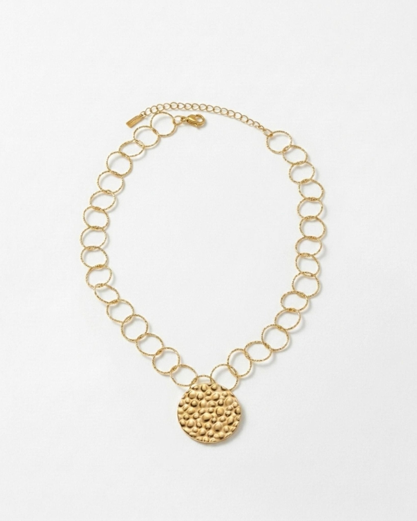 VILJA Waterproof 18K Gold Plated Short Statement Necklace - Hammered/Polished Stainless Steel - DANSK Copenhagen