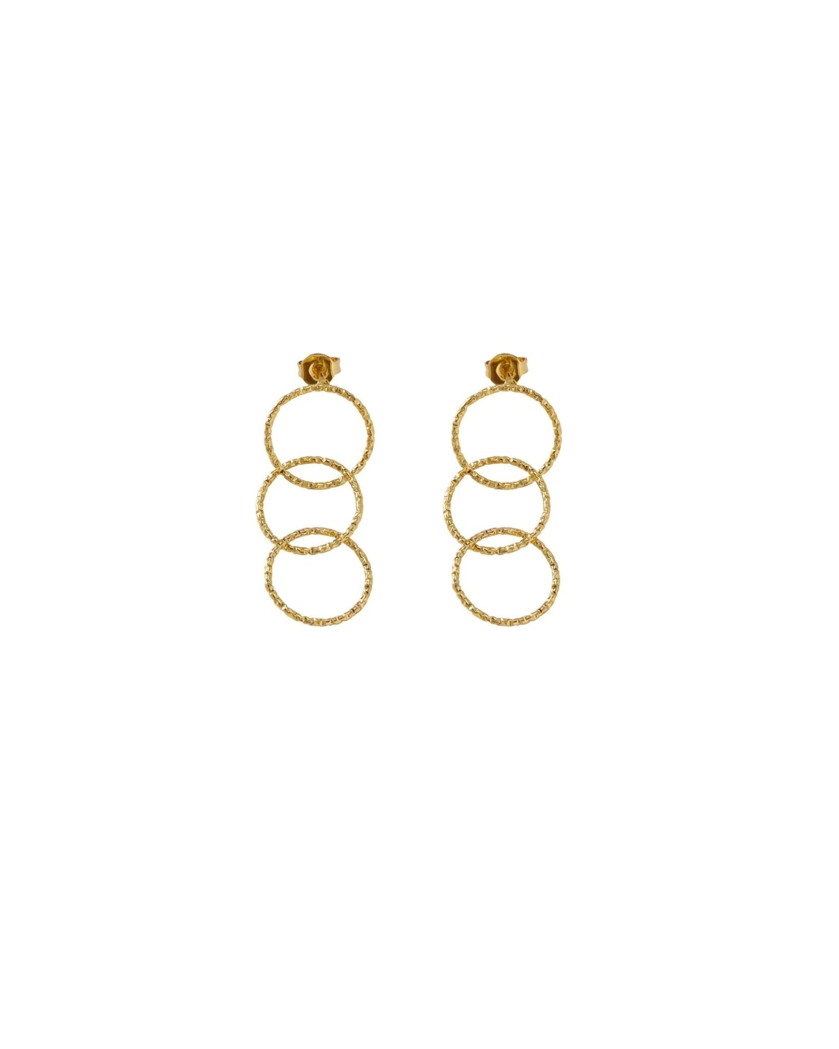 VILJA Waterproof 18K Gold Plated Statement Earrings - Structured Stainless Steel - DANSK Copenhagen