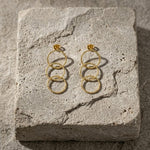 VILJA Waterproof 18K Gold Plated Statement Earrings - Structured Stainless Steel - DANSK Copenhagen