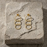 VILJA Waterproof 18K Gold Plated Statement Earrings - Structured Stainless Steel - DANSK Copenhagen