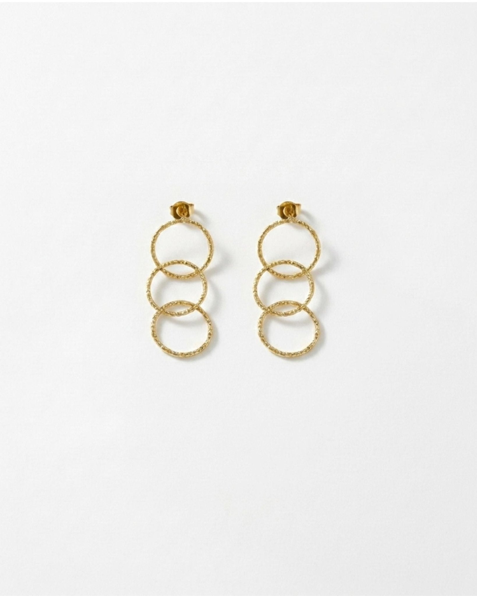 VILJA Waterproof 18K Gold Plated Statement Earrings - Structured Stainless Steel - DANSK Copenhagen