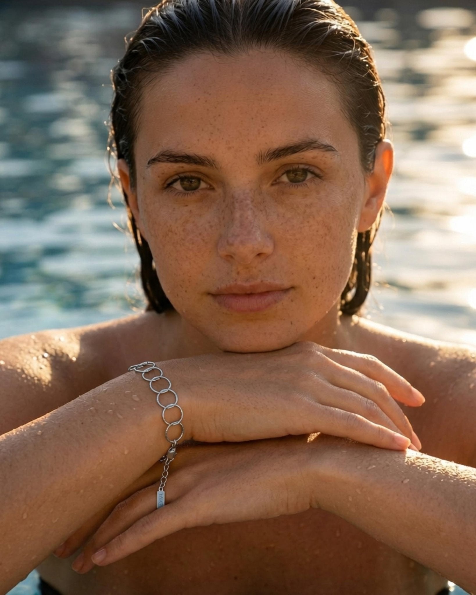 VILJA Waterproof Silver Stainless Steel Round Link Bracelet - Structured Finish - DANSK Copenhagen