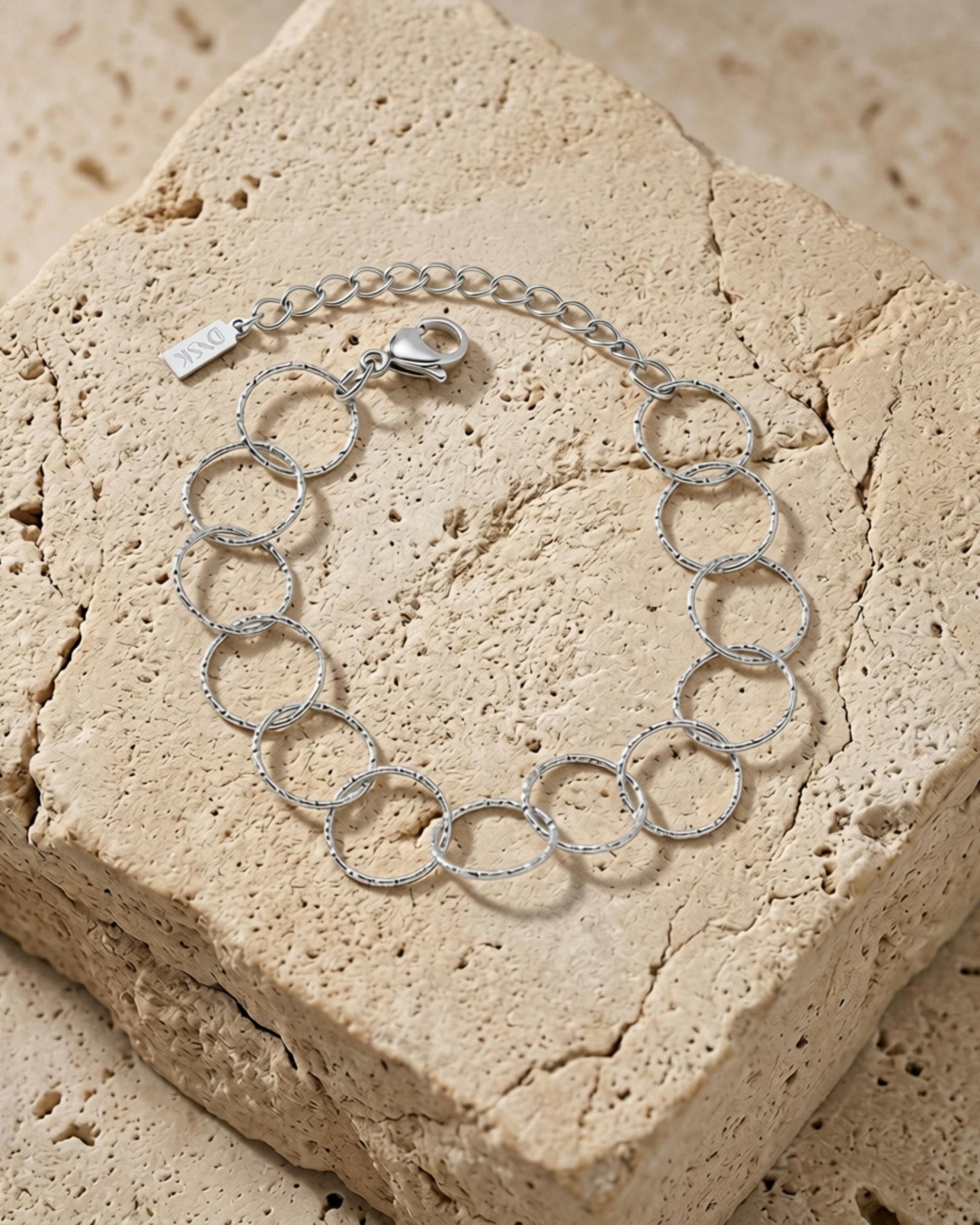 VILJA Waterproof Silver Stainless Steel Round Link Bracelet - Structured Finish - DANSK Copenhagen