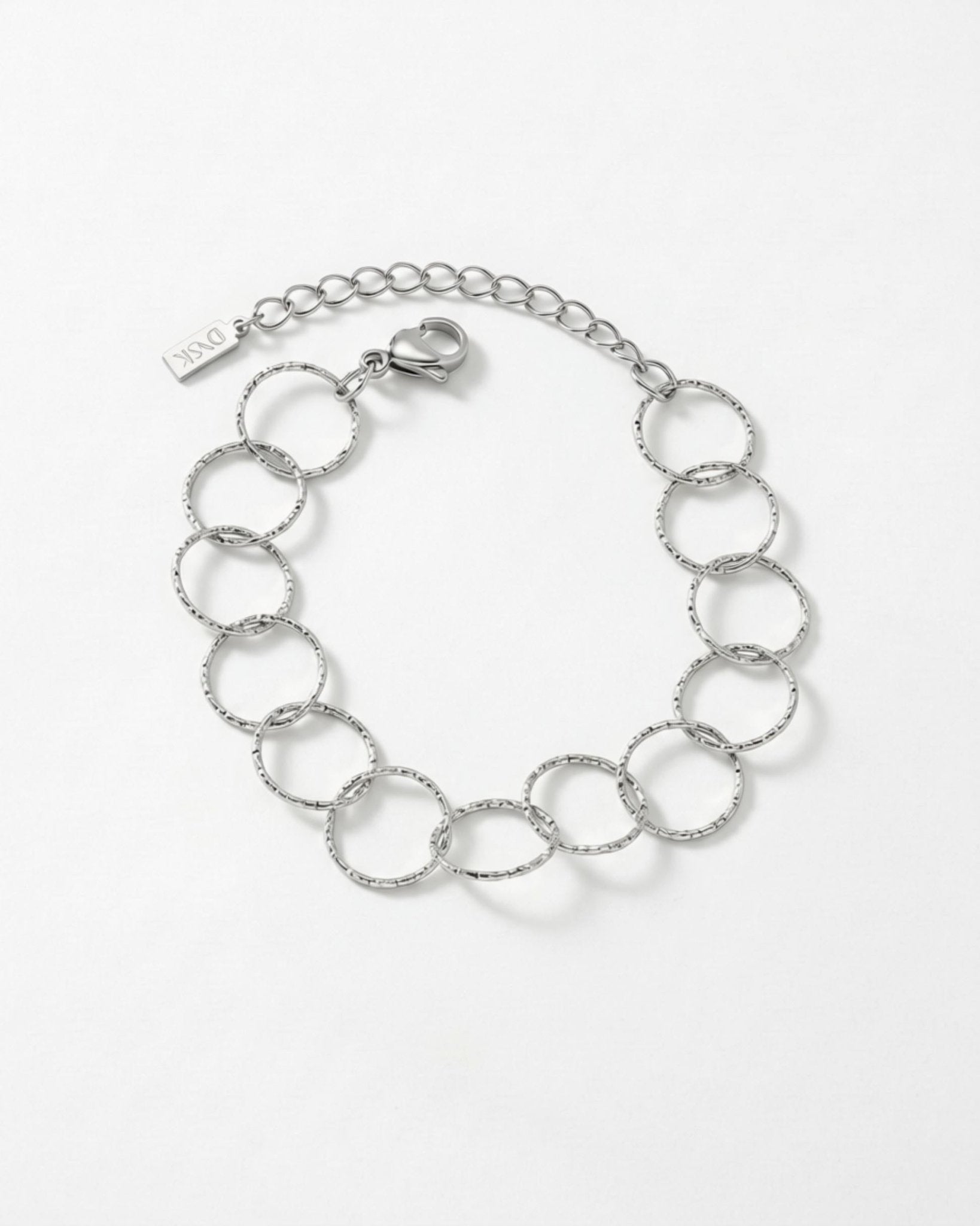 VILJA Waterproof Silver Stainless Steel Round Link Bracelet - Structured Finish - DANSK Copenhagen