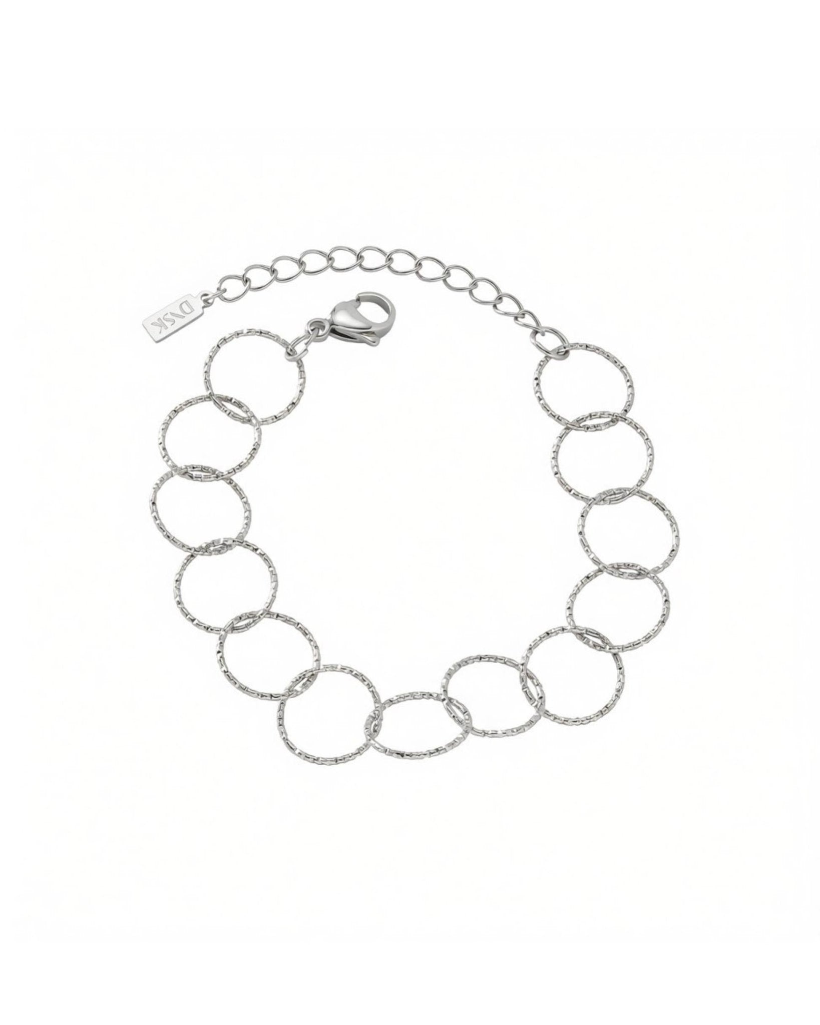 VILJA Waterproof Silver Stainless Steel Round Link Bracelet - Structured Finish - DANSK Copenhagen
