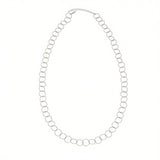 VILJA Waterproof Silver Stainless Steel Round Long Link Necklace - Structured Finish - DANSK Copenhagen