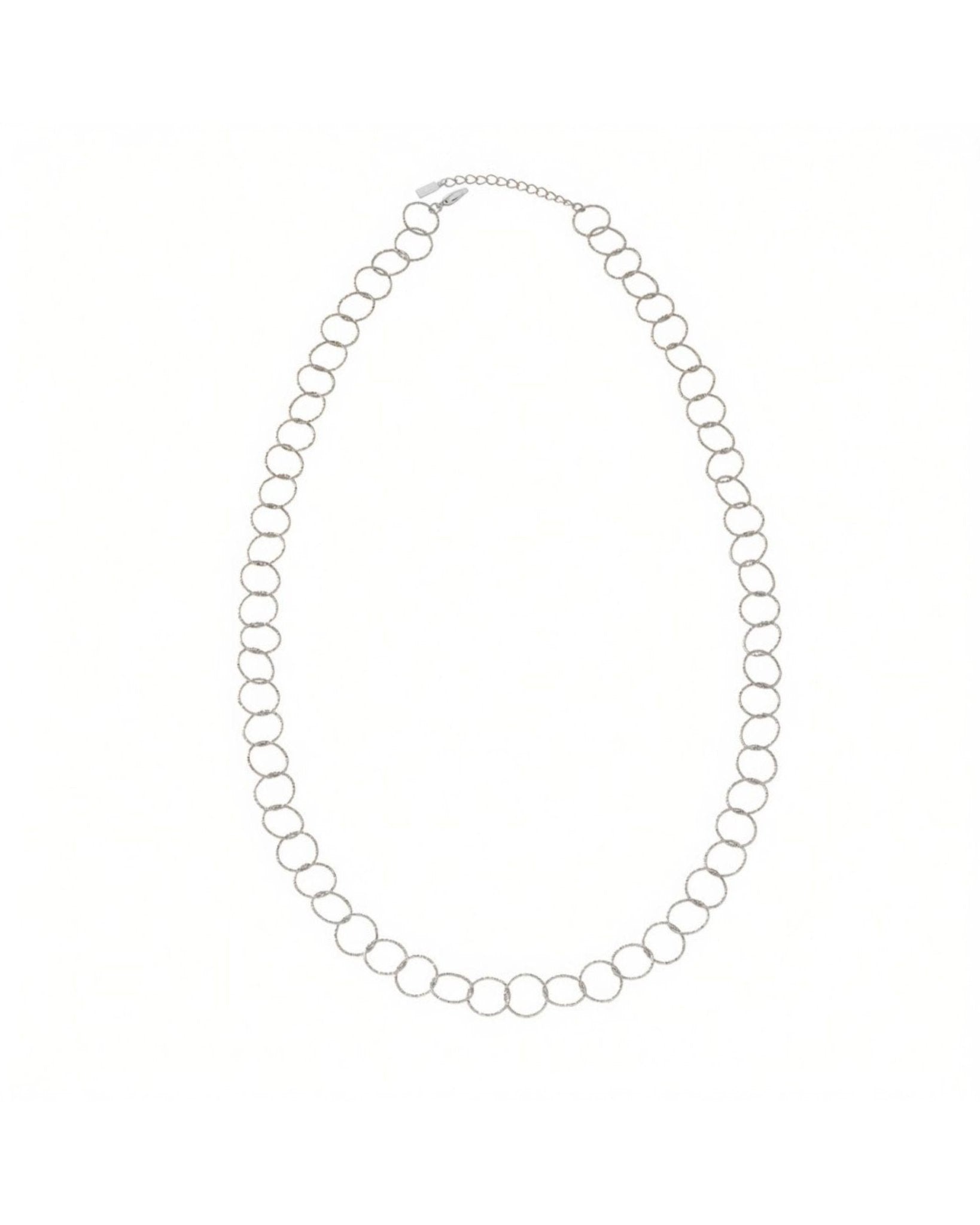 VILJA Waterproof Silver Stainless Steel Round Long Link Necklace - Structured Finish - DANSK Copenhagen