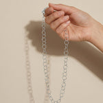 VILJA Waterproof Silver Stainless Steel Round Long Link Necklace - Structured Finish - DANSK Copenhagen