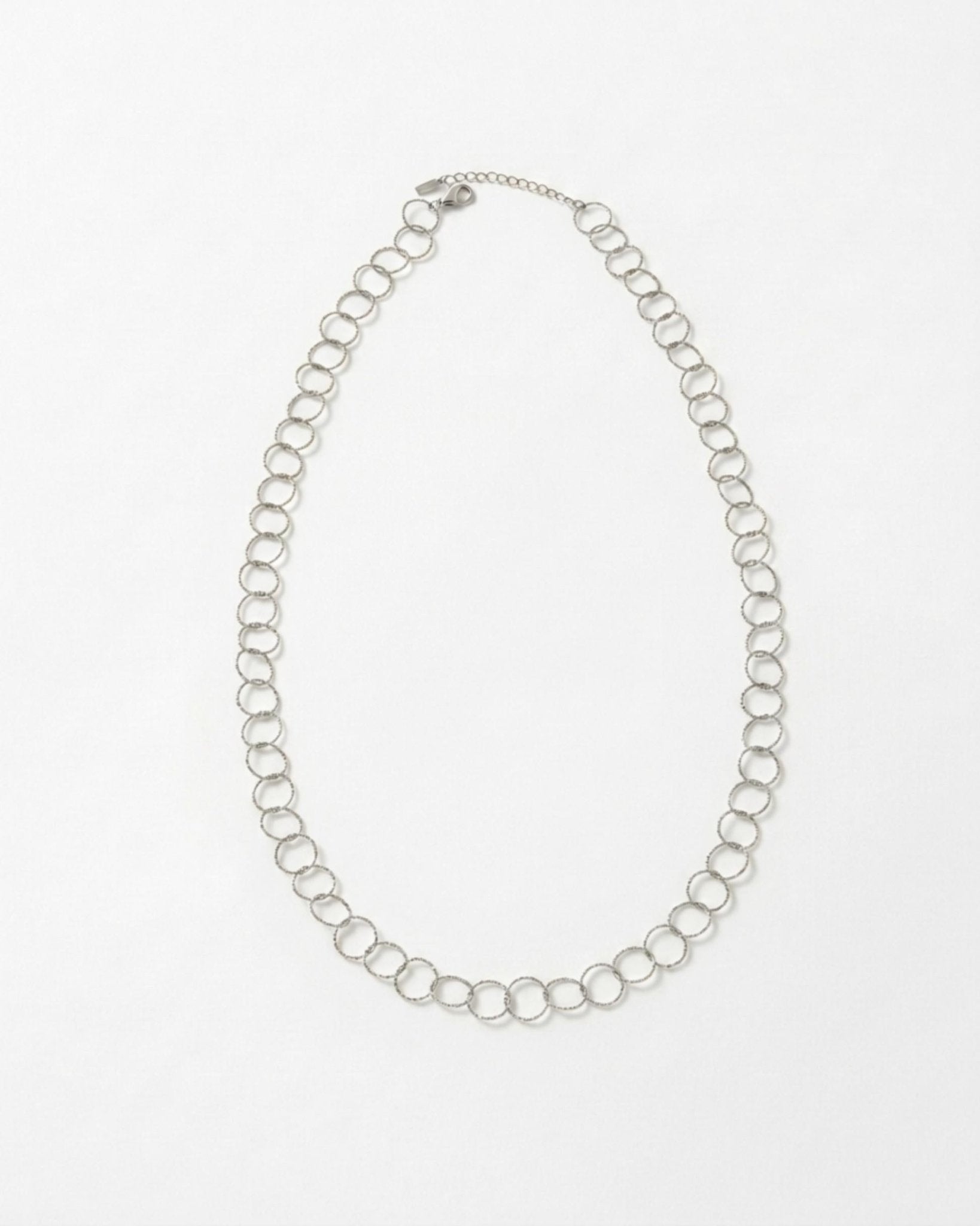 VILJA Waterproof Silver Stainless Steel Round Long Link Necklace - Structured Finish - DANSK Copenhagen