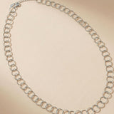VILJA Waterproof Silver Stainless Steel Round Long Link Necklace - Structured Finish - DANSK Copenhagen