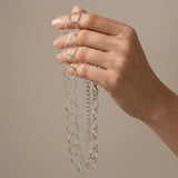 VILJA Waterproof Silver Stainless Steel Round Short Link Necklace - Structured Finish - DANSK Copenhagen