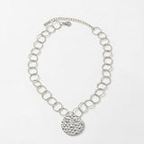 VILJA Waterproof Silver Stainless Steel Short Statement Necklace - Hammered/Polished Finish - DANSK Copenhagen