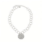 VILJA Waterproof Silver Stainless Steel Short Statement Necklace - Hammered/Polished Finish - DANSK Copenhagen