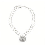VILJA Waterproof Silver Stainless Steel Short Statement Necklace - Hammered/Polished Finish - DANSK Copenhagen
