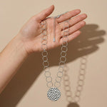 VILJA Waterproof Silver Stainless Steel Short Statement Necklace - Hammered/Polished Finish - DANSK Copenhagen