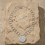 VILJA Waterproof Silver Stainless Steel Short Statement Necklace - Hammered/Polished Finish - DANSK Copenhagen