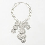 VILJA Waterproof Silver Stainless Steel Short Statement Necklace - Hammered/Polished Finish - DANSK Copenhagen