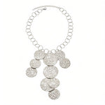 VILJA Waterproof Silver Stainless Steel Short Statement Necklace - Hammered/Polished Finish - DANSK Copenhagen