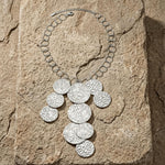 VILJA Waterproof Silver Stainless Steel Short Statement Necklace - Hammered/Polished Finish - DANSK Copenhagen