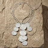 VILJA Waterproof Silver Stainless Steel Short Statement Necklace - Hammered/Polished Finish - DANSK Copenhagen