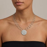 VILJA Waterproof Silver Stainless Steel Short Statement Necklace - Hammered/Polished Finish - DANSK Copenhagen