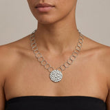 VILJA Waterproof Silver Stainless Steel Short Statement Necklace - Hammered/Polished Finish - DANSK Copenhagen