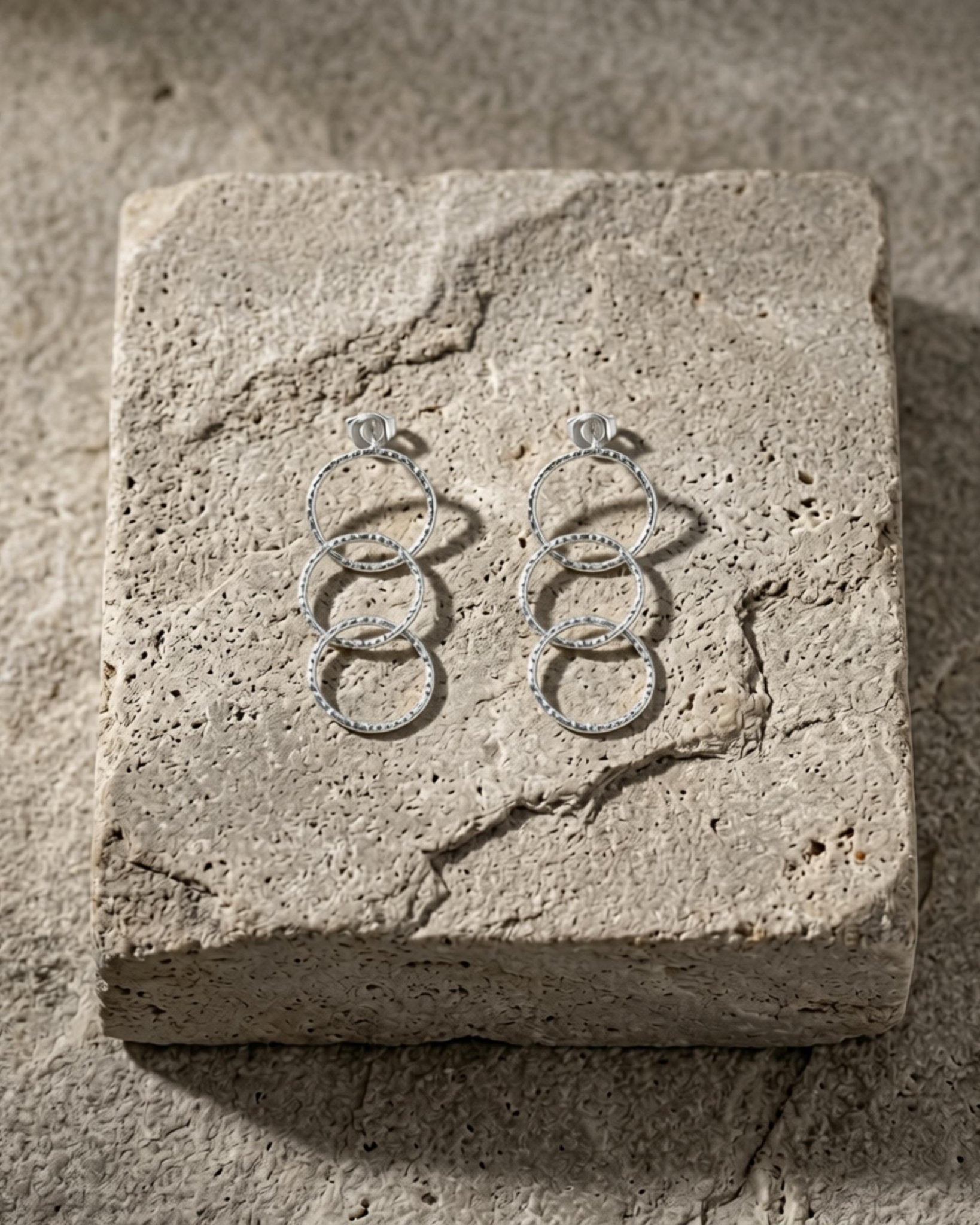 VILJA Waterproof Silver Stainless Steel Statement Earrings - Structured Finish - DANSK Copenhagen