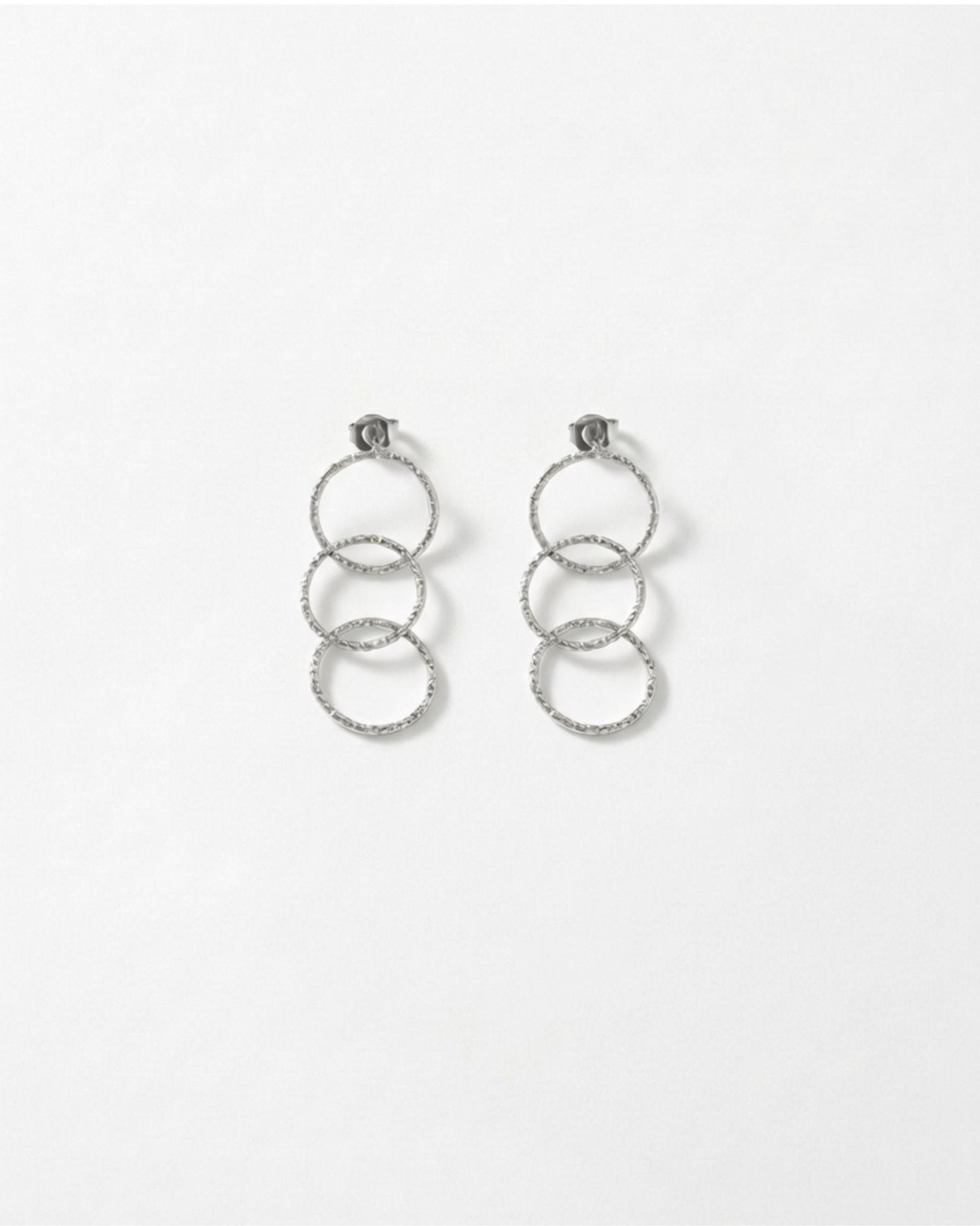 VILJA Waterproof Silver Stainless Steel Statement Earrings - Structured Finish - DANSK Copenhagen