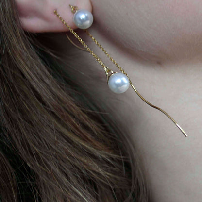 Joy Waterproof Chain Pearl Earring 18K Gold PlatingIDansk Copenhagen