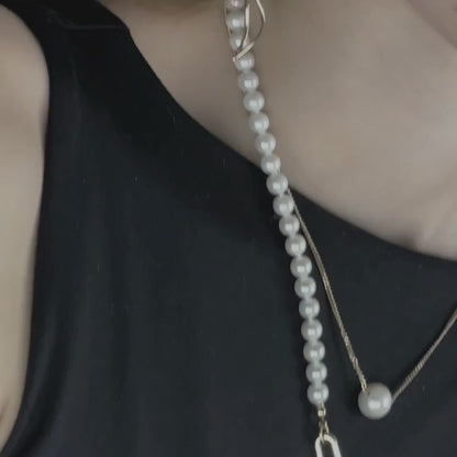 Audrey Doppelte Perlenkette Mix aus 2 Tönen